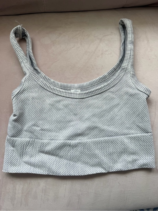 Tops - Light Gray Ribbed Crop Tank Top - Women's